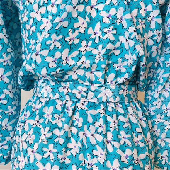 Vintage 80’s Pellini Petites Abstract Floral Midi Dress - Picture 11 of 16